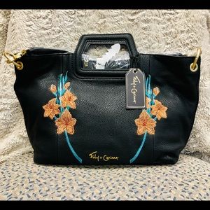 84.) New Black Vegan Leather Tote Bag